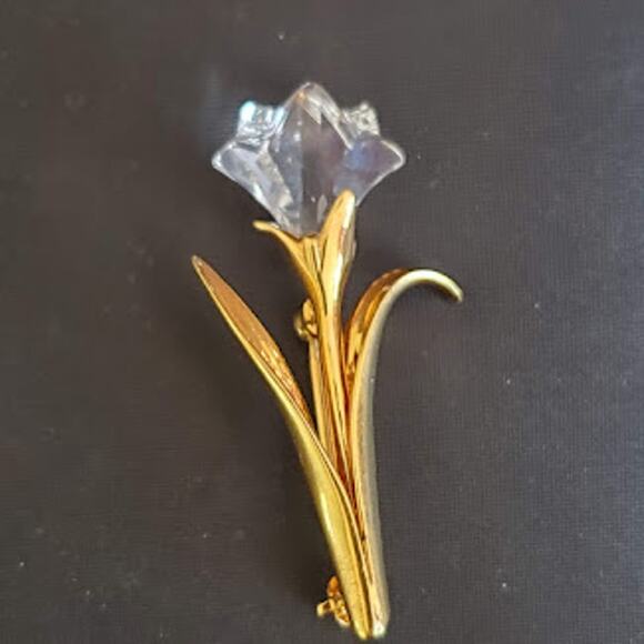 Vintage Swarovski‎ Crystal Memories Mini Lily Flower Brooch 90's Swan Signed - Picture 2 of 5